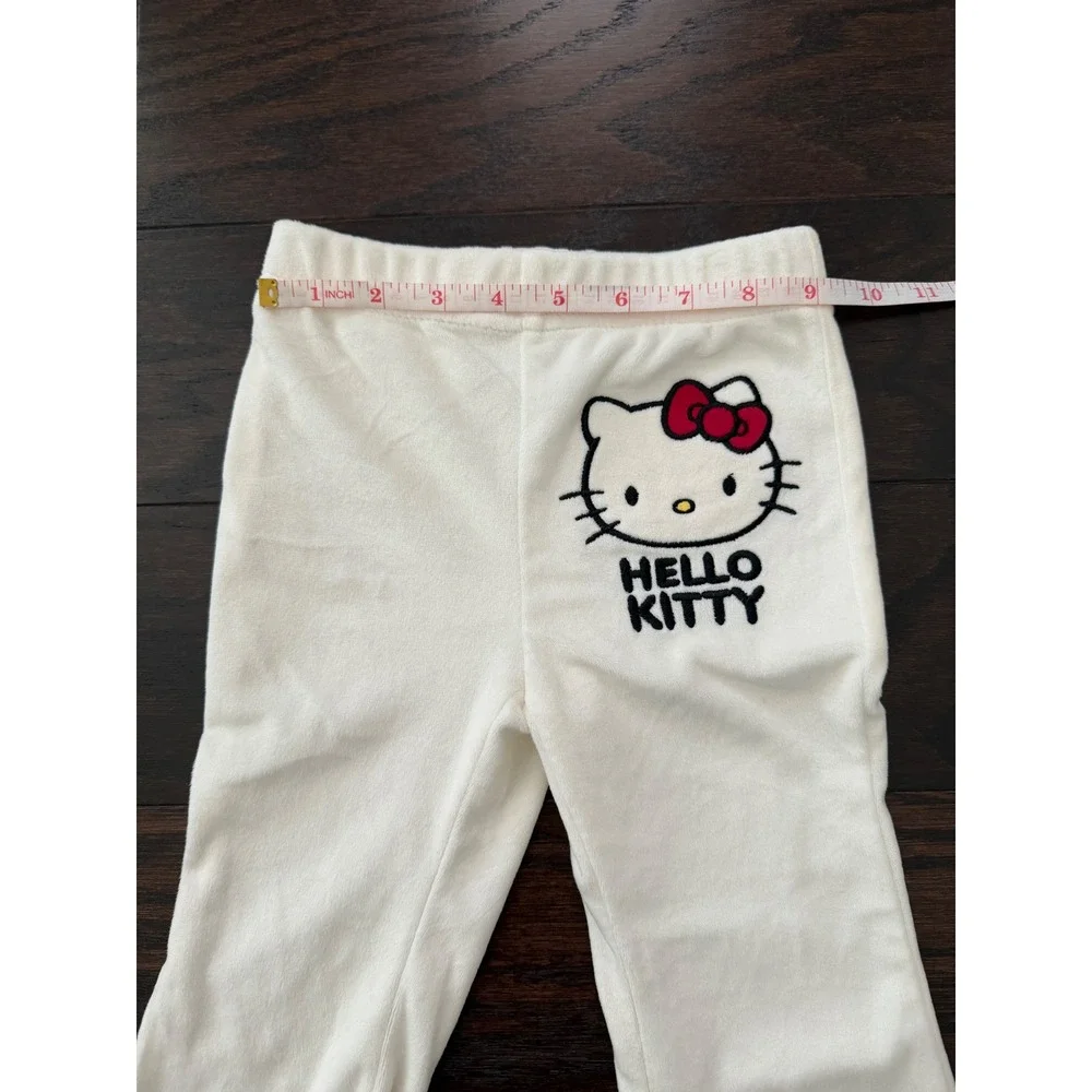 Hello Kitty Velour Hoodie and Flare Pants Set Cream Red Bow Kids 2T